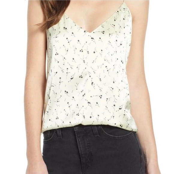 Something Navy Slip Floral Tank Top Large Yellow Floral Spaghetti Strap Cami - Picture 1 of 7